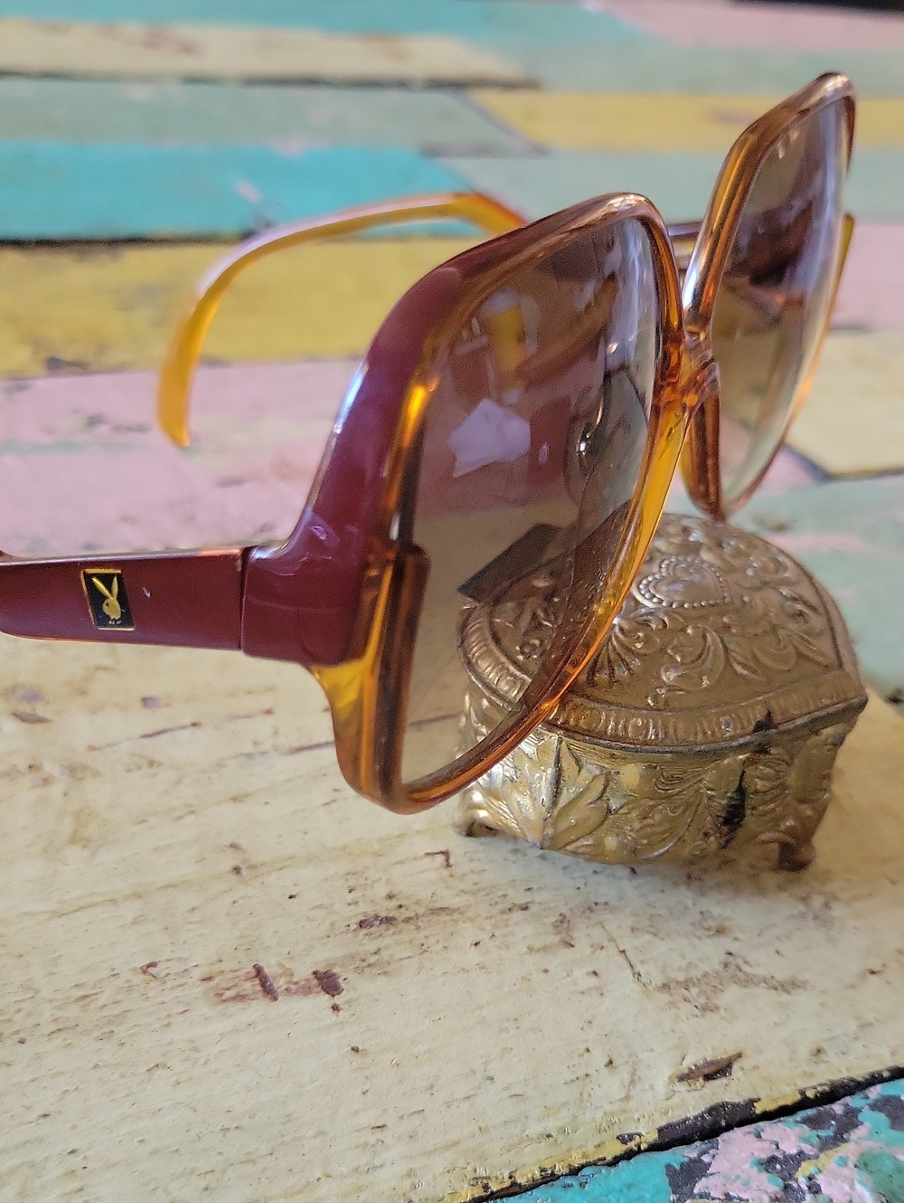 PLAYBOY Amber-Brown Gradient Oversized Women's Sunglasses